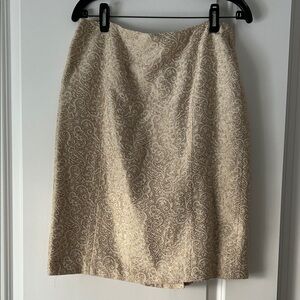 Ann Taylor Cream and Tan Pencil Skirt